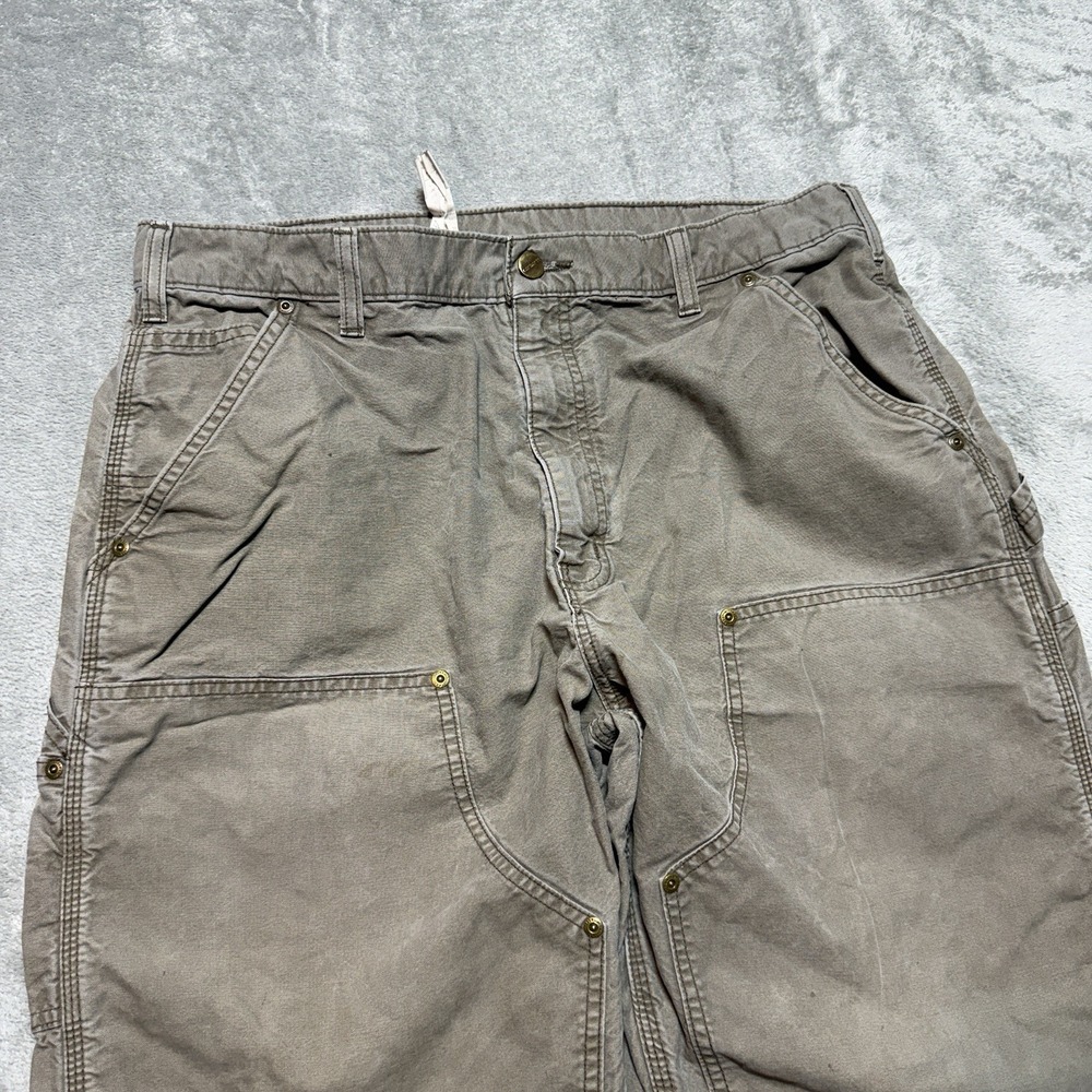 Carhartt B195 LBR Double Knee Canvas Carpenter Work Pants Brown Distressed 36x35 - Picture 11 of 16